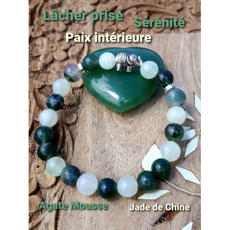 Bracelet en Jade & Agate Mousse