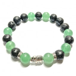 Bracelet en Aventurine Verte & Basalte