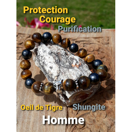 Bracelet en Shungite & Oeil de Tigre