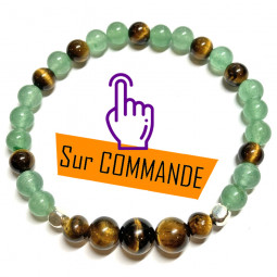 Bracelet en Aventurine Verte & Oeil de Tigre