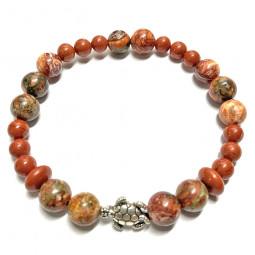 Bracelet en Jaspe Rouge & Jaspe Léopard