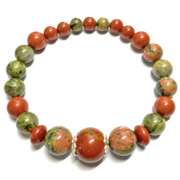 Bracelet en Jaspe Rouge & Unakite
