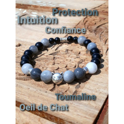 Bracelet en Oeil de Chat & Tourmaline