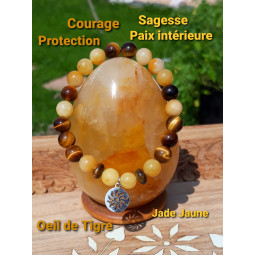 Bracelet en Jade & Oeil de Tigre