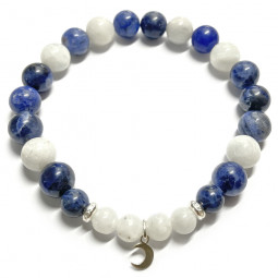 Bracelet en Sodalite & Pierre de Lune