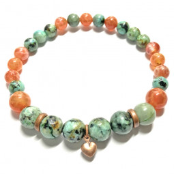 Bracelet en  Chrysocolle &Agate Feu
