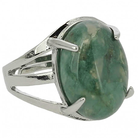 Bague Métal en Agate Mousse Ovale