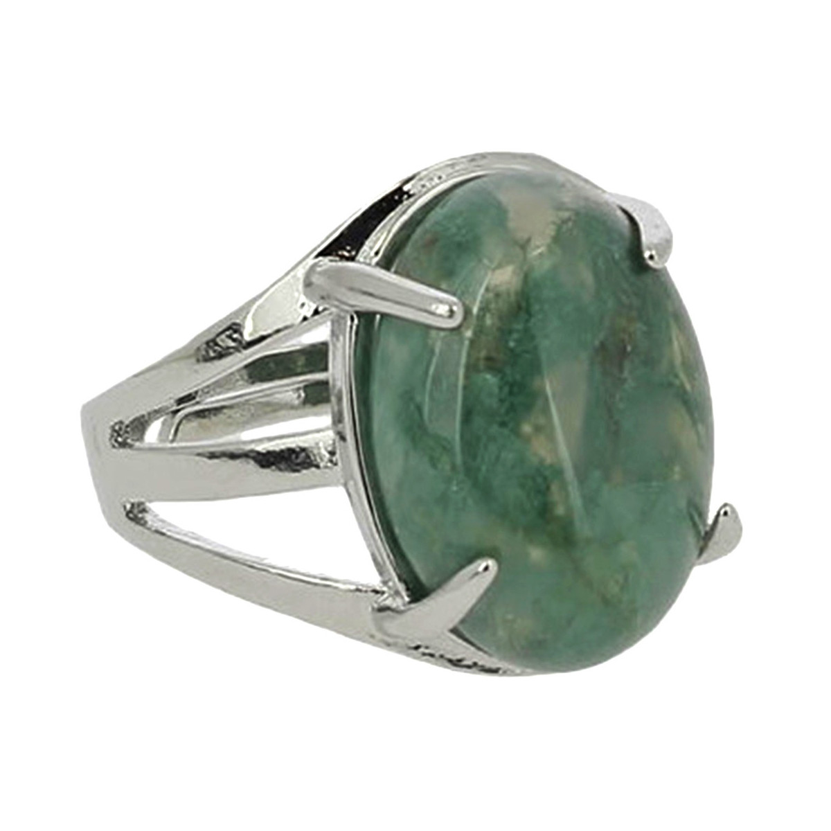 Bague Métal en Agate Mousse Ovale