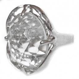 Bague en Cristal de Roche Facettée