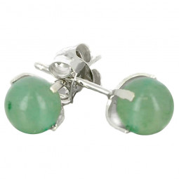 Boucles d'Oreilles en Aventurine Verte & Argent