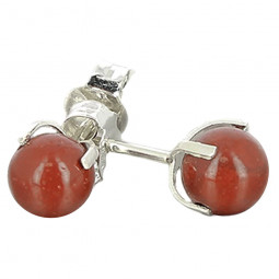 Boucles d'Oreilles en Jaspe Rouge & Argent