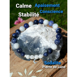 Bracelet en Sodalite & Pierre de Lune