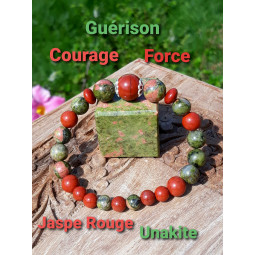 Bracelet en Jaspe Rouge & Unakite