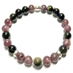 Bracelet en Obsidienne Dorée & Lépidolite