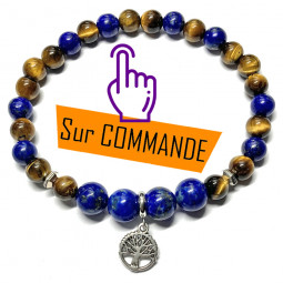 Bracelet en Oeil de Tigre & Lapis-Lazuli