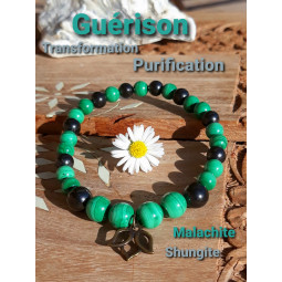 Bracelet en Shungite & Malachite