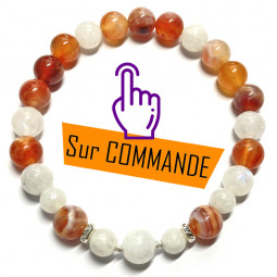 Bracelet en Agate Feu & Pierre de Lune.