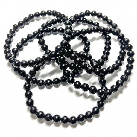 Bracelet Boules en Obsidienne Noire