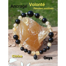 Bracelet en Citrine & Onyx