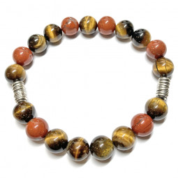 Bracelet en Jaspe Rouge & Oeil de Tigre