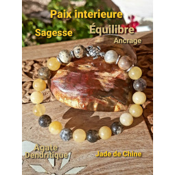 Bracelet en Jade & Agate Dendritique