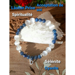 Bracelet en Cyanite & Sélénite