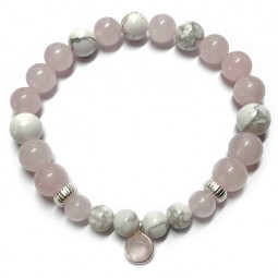 Bracelet en Quartz Rose & Howlite