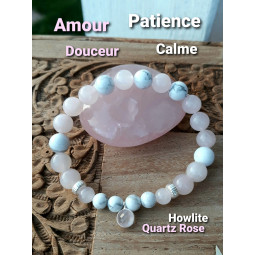 Bracelet en Quartz Rose & Howlite