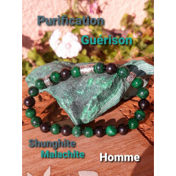Bracelet en Shungite & Malachite