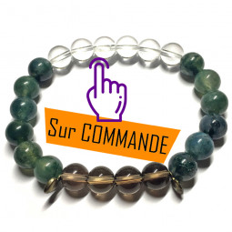 Bracelet en Quartz Fumé & Agate Mousse