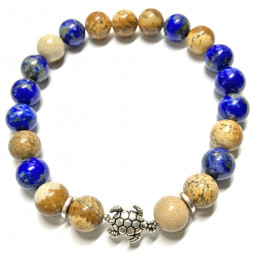 Bracelet en Lapis Lazuli & Jaspe Paysage