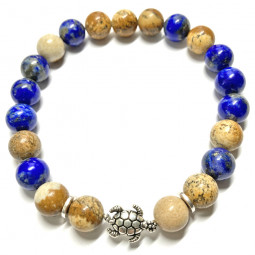 Bracelet  en Lapis Lazuli & Jaspe Paysage