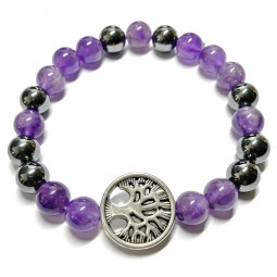 Bracelet en Améthyste & Hématite