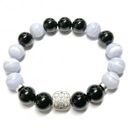Bracelet en Calcédoine & Onyx