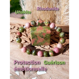 Bracelet en Rhodonite & Unakite