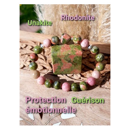 Bracelet en Rhodonite & Unakite