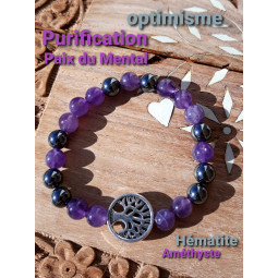 Bracelet en Améthyste & Hématite