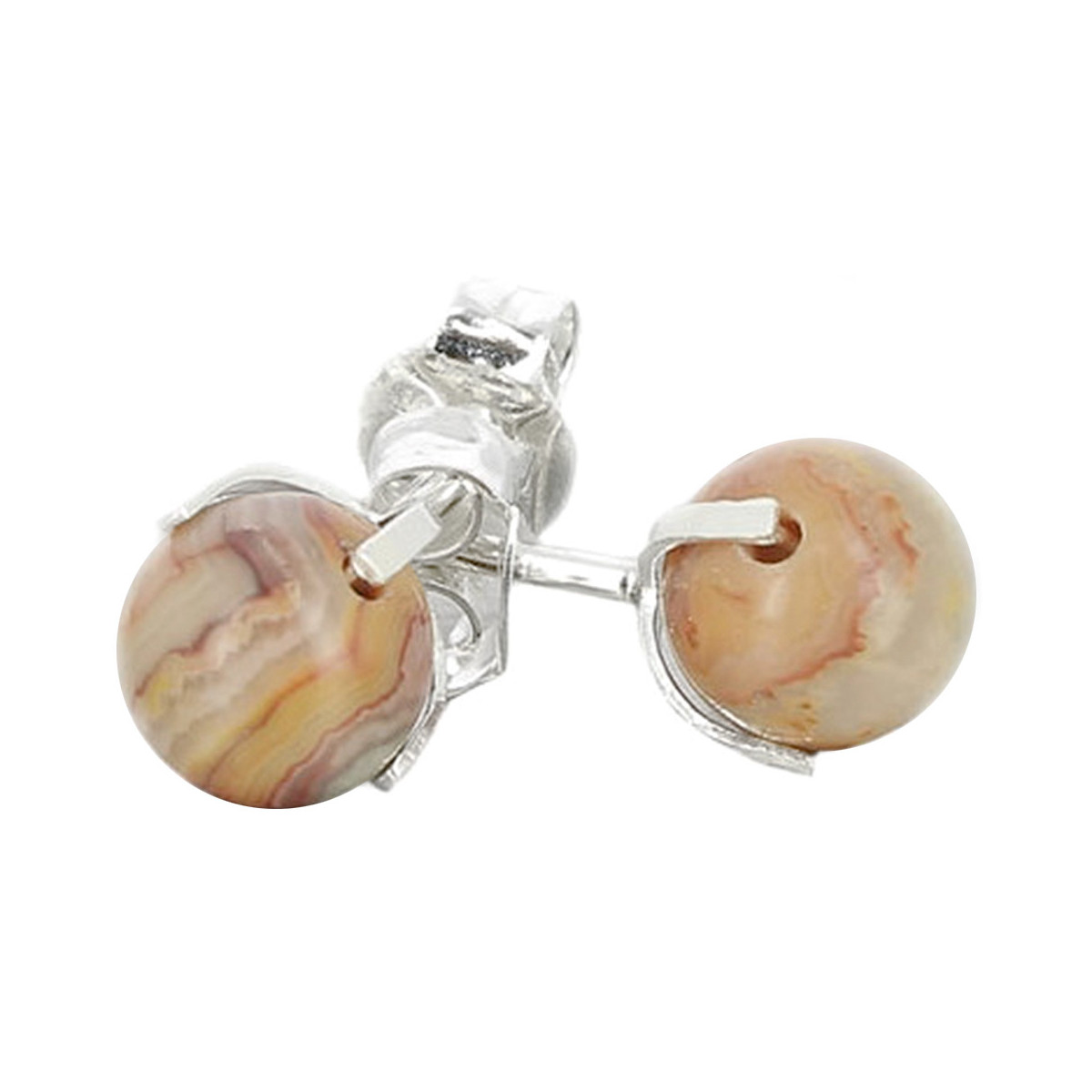 Boucles d'Oreilles en Agate Crazy Lace & Argent