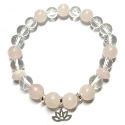 Bracelet en Quartz Rose & Cristal de Roche