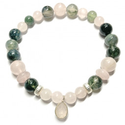 Bracelet en Quartz Rose & Agate Mousse