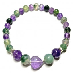 Bracelet en Améthyste & Agate Mousse