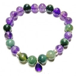 Bracelet en Améthyste & Agate Mousse