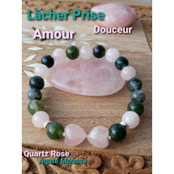 Bracelet en Quartz Rose & Agate Mousse