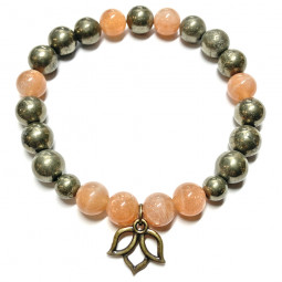 Bracelet en Pyrite & Pierre de Soleil