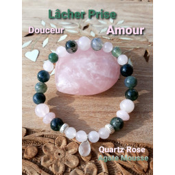 Bracelet en Quartz Rose & Agate Mousse