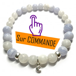 Bracelet en Calcédoine & Pierre de Lune