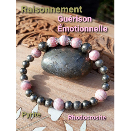 Bracelet en Pyrite & Rhodochrosite