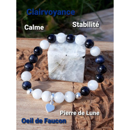 Bracelet en Oeil de Faucon & Pierre de Lune