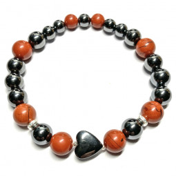 Bracelet en Jaspe Rouge & Hématite