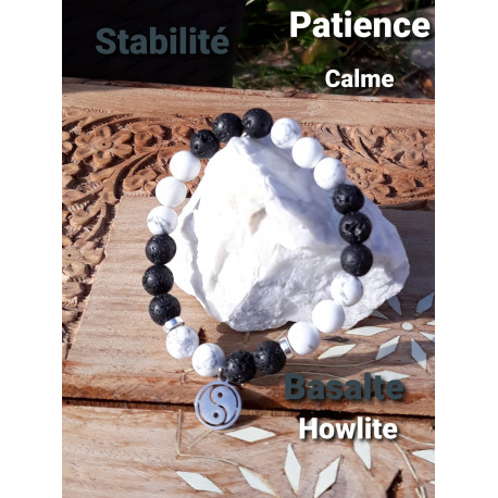 Bracelet Howlite & Basalte